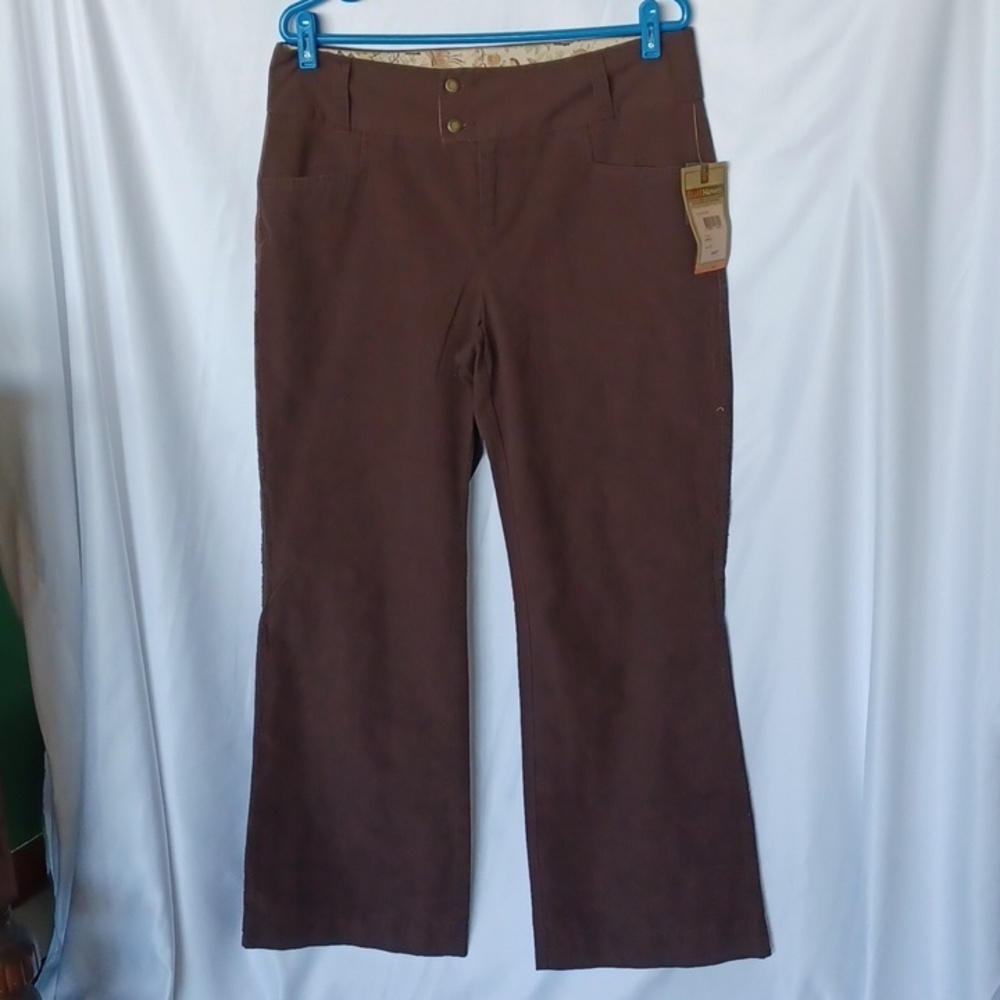 Ruff Hewn Brown cotton pants, cool side seam embroidered detail nwt, sz 12